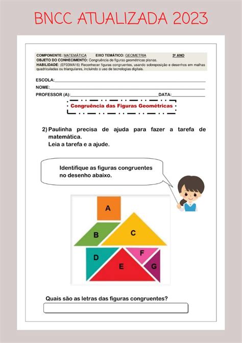 Atividades De Matem Tica Do Ao Ano Bncc Todos Podem Aprender