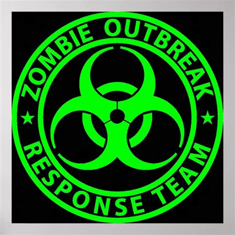 Zombie Outbreak Response Team Neon Green Poster Zazzle