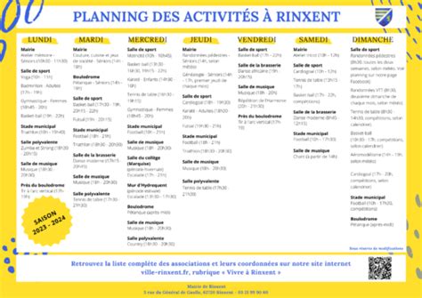 Planning Des Associations Ville De Rinxent