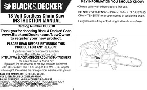 Black Decker Ccs Type User Manual Cordless Chain Saw Manuals And