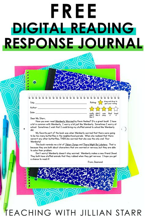 Digital Reading Response Journal Freebie Teaching With Jillian Starr