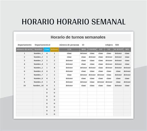 Plantilla De Horario De Excel Semanal