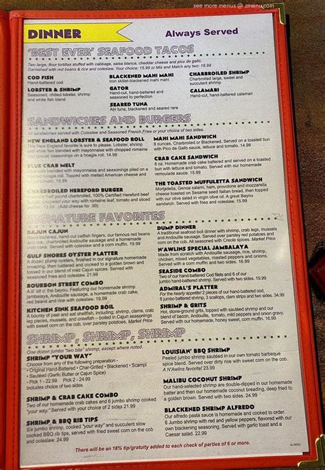 Menu At Gulf Shores Restaurant And Grill St Peters