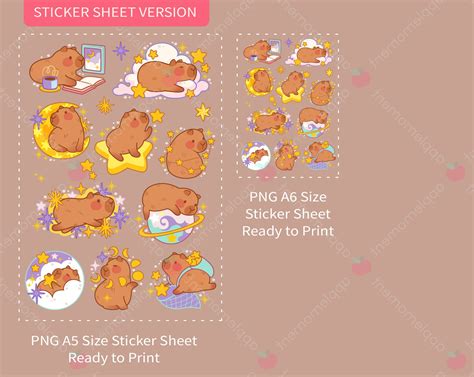 Cute Kawaii Printable Digital Stickers Clipart Illustration Celestial ...