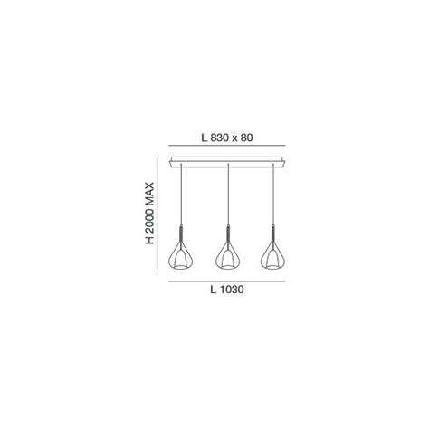 Lampada A Sospensione Fabas Luce Lila Barra 3 Luci