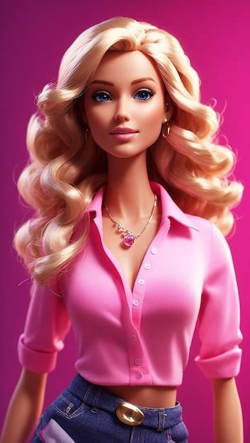 Premium Ai Image A Beautiful Barbie Doll With Pink Shirt