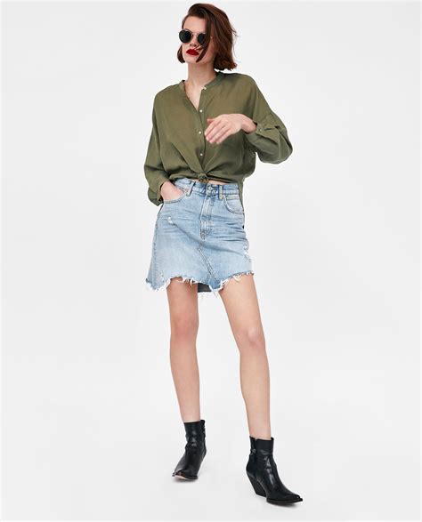 Ripped Denim Mini Skirt Usd Zara Mini Skirt With A Faded