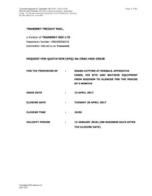 Fillable Online Transnet Request For Quotation No CRAC HGR 23528 Fax