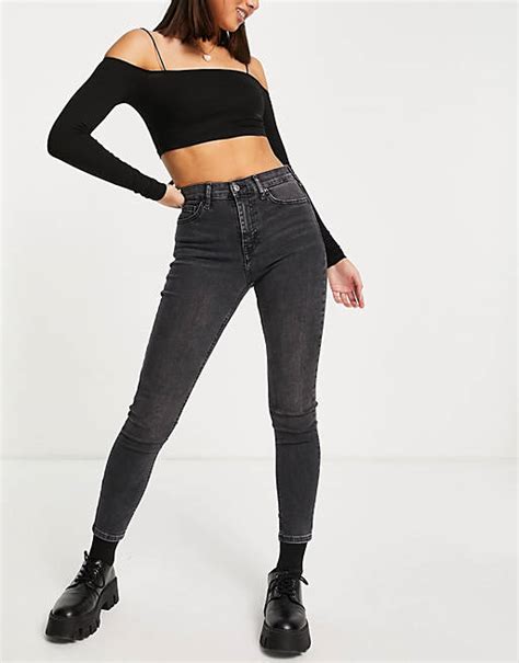 Topshop Jamie Jeans In Washed Black Asos