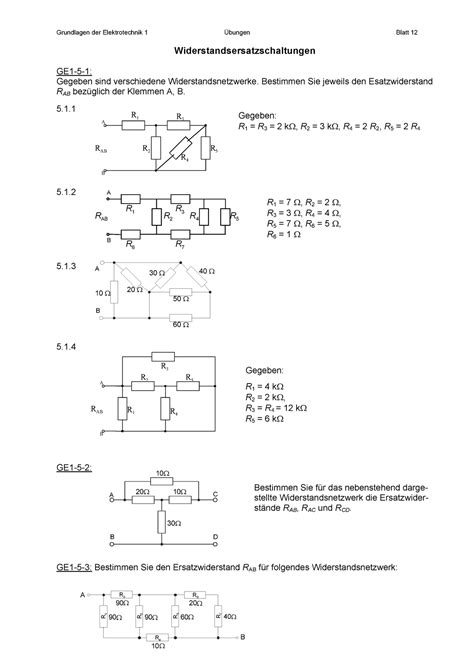 Übungen WS0809 Ü5 Zusammenfassung Elektrotechnik Grundlagen der