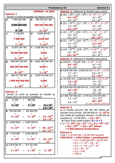 Ordre De Grandeur Corrig S D Exercices Alloschool