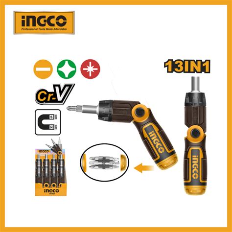 Ingco In Ratchet Screwdriver Set Multifunctional Folding Handle