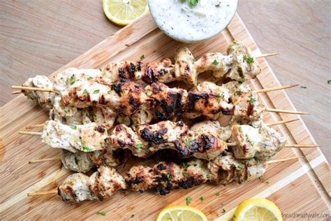 ﻿grilled Greek Chicken Kabobs With Tzatziki The Schmidty Wife