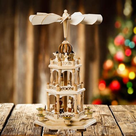 German Style Christmas Carousel Pyramid Windmill Nativity In