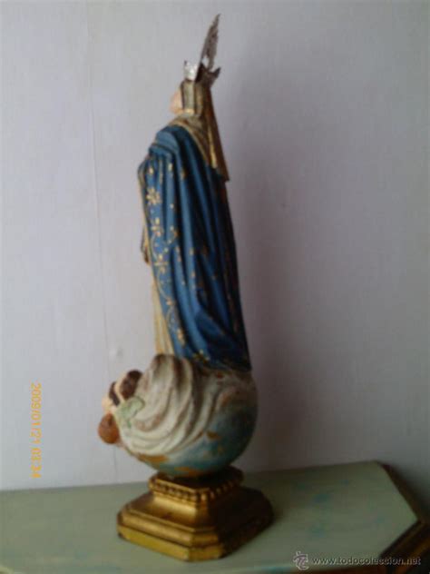 Inmaculada Concepcion Virgen Talla Madera Polic Comprar Escultura