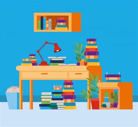 Free Vector | Home study room with books