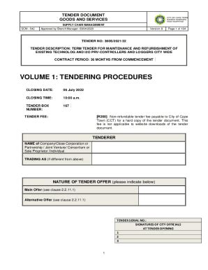 Fillable Online TENDER DESCRIPTION TERM TENDER FOR MAINTENANCE AND