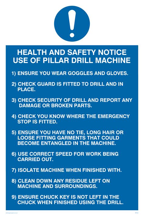 Hands Notice Use Of Pillar Drill Machine From Safety Sign Supplies