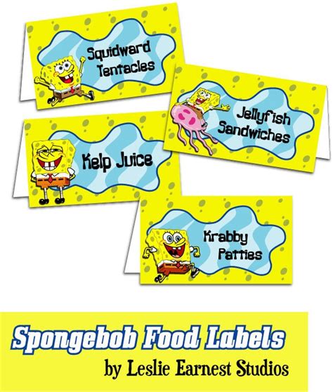 Items Similar To Printable Spongebob Squarepants Food Labels On Etsy