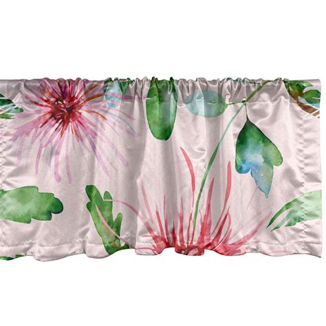 Jungle Boho Window Valance Simple Design Garden Scene Chrysanthemum Pattern Leaves Greenery