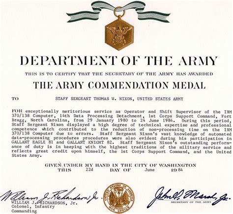 Nice Army Achievement Medal Certificate Template Photos Military In ...