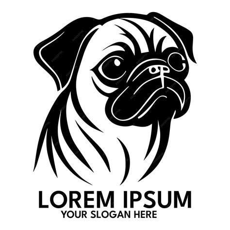 Ilustração Em Vetor Estilo Logotipo De Silhueta Pug Vetor Premium
