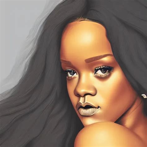 An Illustration Of A Rihanna Long Hair Digital Art Stable Diffusion