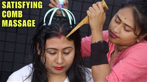 Satisfying Comb Scratching And Head Massage By Barber Girl Pakhi Neck