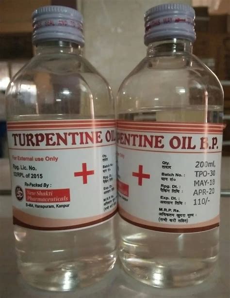 Water White Distilled Turpentine Oil Bp Packaging Type Bottle