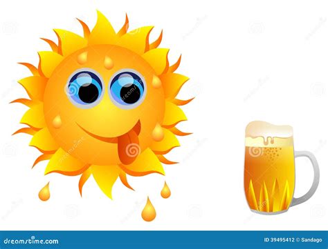sun  beer stock vector illustration  expression