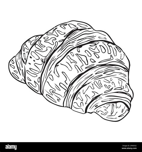 Croissant Dibujo Dibujado A Mano Grabado En Estilo Retro Ilustración