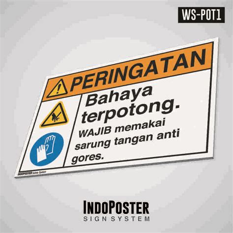 Jual Safety Sign K Pvc Ansi Bahaya Terpotong Wajib Sarung Tangan