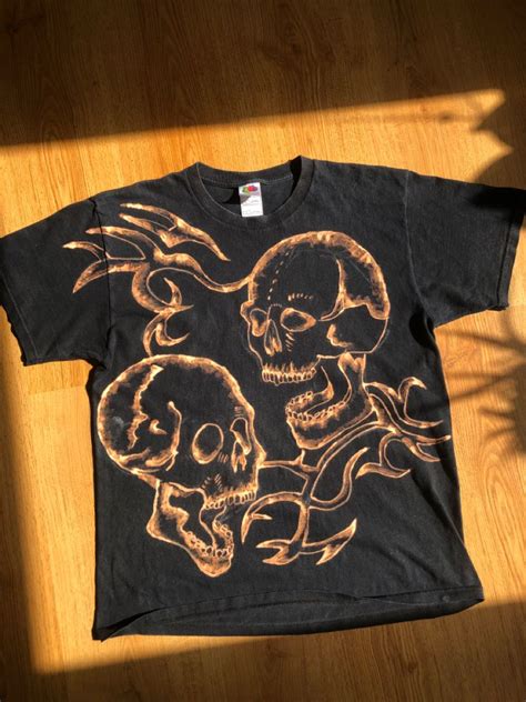 Bleach Art Skull Painted Clothes Diy Bleaching Clothes Bleach Shirt Diy