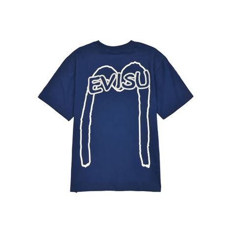 Evisu Navy Big Back Logo Short Sleeve T Shirt Men S Fashion Tops