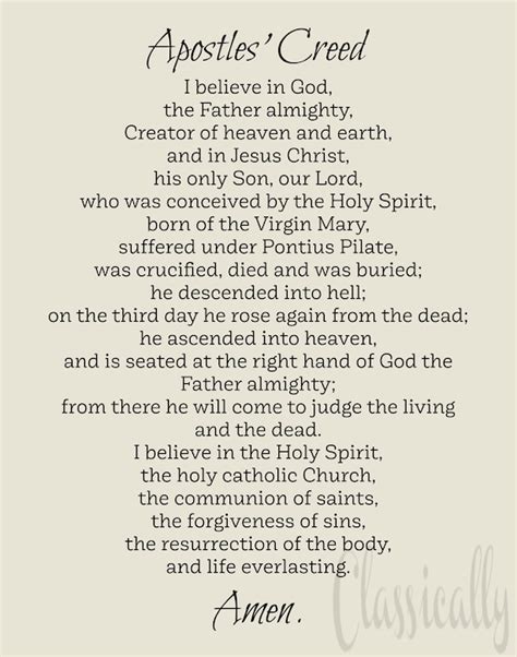Apostles Creed Print 5x7 8x10 Or 11x14 Beige Or White Etsy
