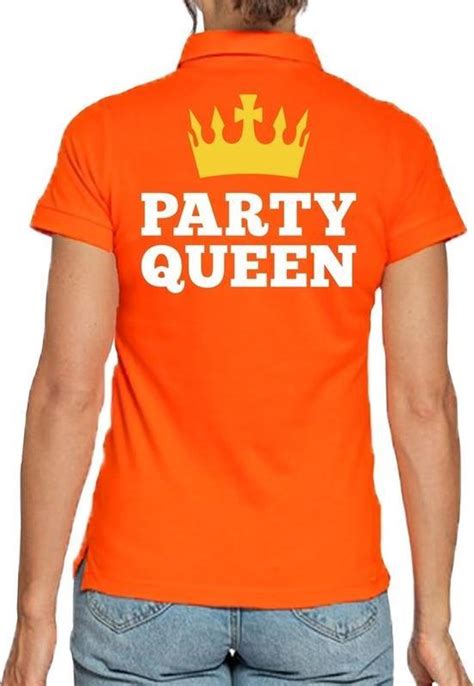 Koningsdag Poloshirt Polo T Shirt Party Queen Oranje Dames