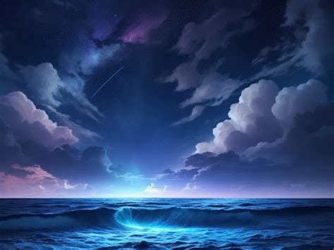 Premium Ai Image This Photo Illustration Of A Deep Blue Moonlit Ocean