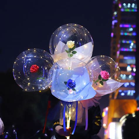 High Quality LED Rose Bouquet Luminous Balloon Transparent Ball Rose