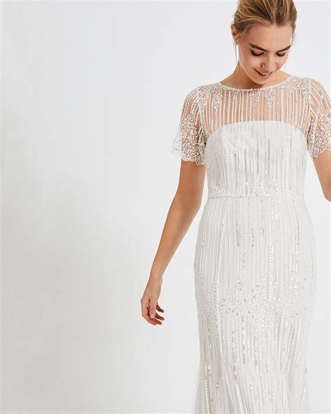 Phase Eight Leonora Sequin Embroidered Bridal Dress Neutral Bridal