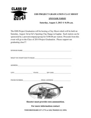 Fillable Online Ehs Project Graduation Clay Shoot Sponsor Forms Fax