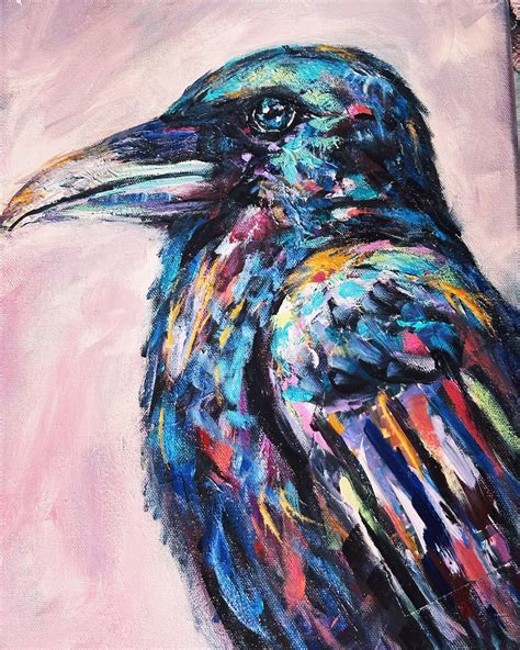 Raven Mixed Media Raven Painting Original Acrylic Painting Raven