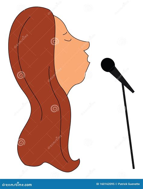 Girl Singing Into Microphone Clipart