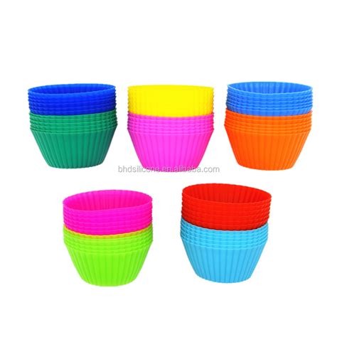 Bhd Food Grade Bpa Free Reusable Nonstick 24 Pack Silicone Muffin Baking Cake Cupscupcake