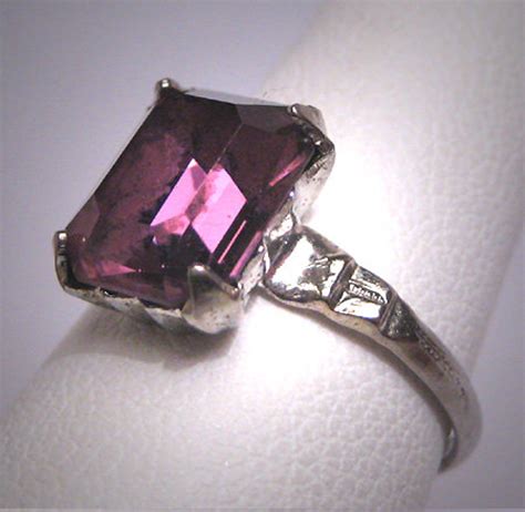 antique amethyst paste ring vintage art deco silver victorian etsy