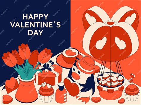 Premium Vector Happy Valentine Day Background With Cute Isometric