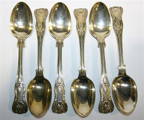 A Set Of Six Victorian Silver Kings Pattern Teaspoons London By