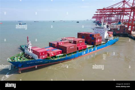 SUZHOU, CHINA - SEPTEMBER 22, 2022 - The foreign trade container ship ...