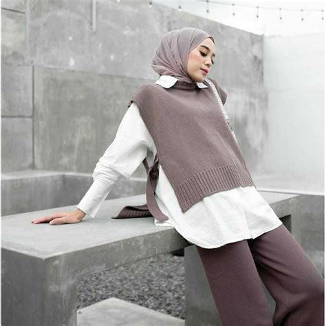 Jual Rompi Tali Wanita Andin Vest Knit Crop Illo Vest Outer Hijab