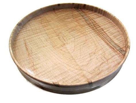 Hand Turned Ambrosia Maple Lazy Susan With Rim Inch Wooden