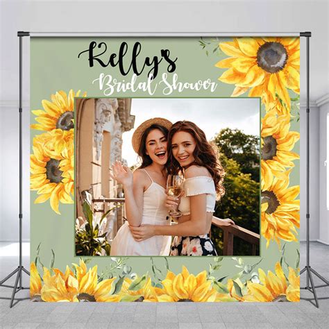 Yellow Sunflower Custom Photo Bridal Shower Backdrop Lofaris